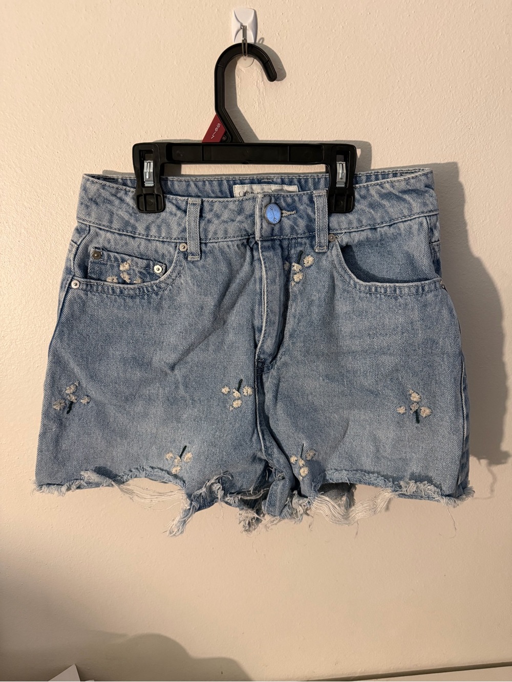 Light Wash Denim Floral Embroidered Women's Shorts